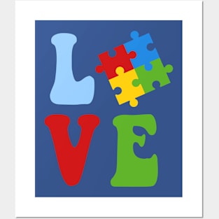 Love written with puzzle piece for autism awareness Posters and Art